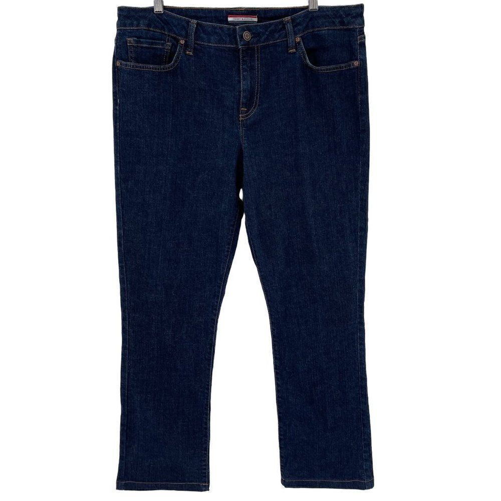 Tommy Hilfiger Straight Leg Jeans Dark Wash‎ Stretch High Rise Women Size 12